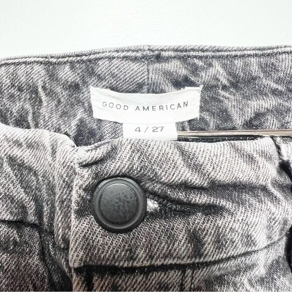 Good American Good Curve Slit Hem Straight Jeans Black 181 4/27 EUC - Picture 9 of 12